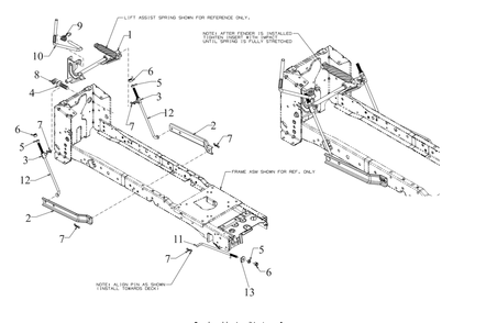 Deck Lift Diagram and Parts List for XT1-LT50KH (13AQA1TLB10)(2023) Cub Cadet Lawn Tractor